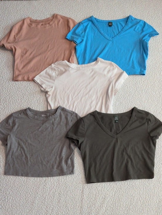 wild fable Tops - Wild Fable Cropped Cotton Blend Boxy Fit Soft Flowy Set Of 5 Tops Minimalist